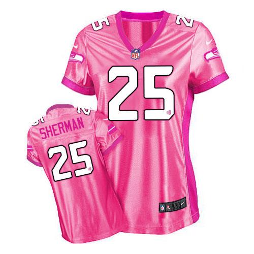 Seahawks #25 Richard Sherman Pink Women's Be Luv'd Stitched NFL New Elite Jersey