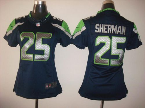 Seahawks #25 Richard Sherman Steel Blue Team Color Women's Stitched NFL Limited Jersey