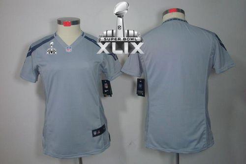 Seahawks Blank Grey Alternate Super Bowl XLIX Women's Stitched NFL Limited Jersey