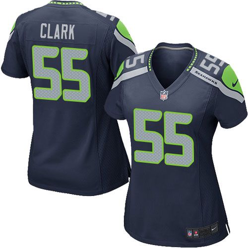 Seahawks #55 Frank Clark Steel Blue Team Color Women's Stitched NFL Elite Jersey