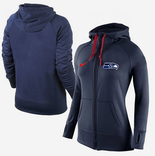 Women's Seattle Seahawks Full Zip Performance Hoodie Dark Blue