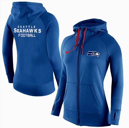 Women's Seattle Seahawks Full Zip Performance Hoodie Blue