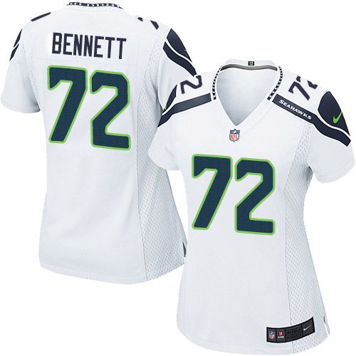 Seahawks #72 Michael Bennett White Women's Stitched NFL Elite Jersey