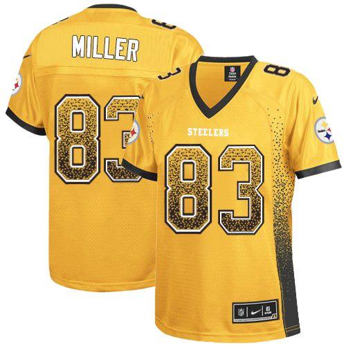 Steelers #83 Heath Miller Gold Women's Stitched NFL Elite Drift Fashion Jersey