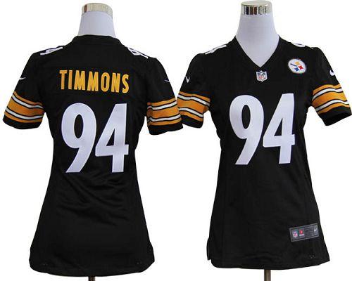Steelers #94 Lawrence Timmons Black Team Color Women's Stitched NFL Elite Jersey