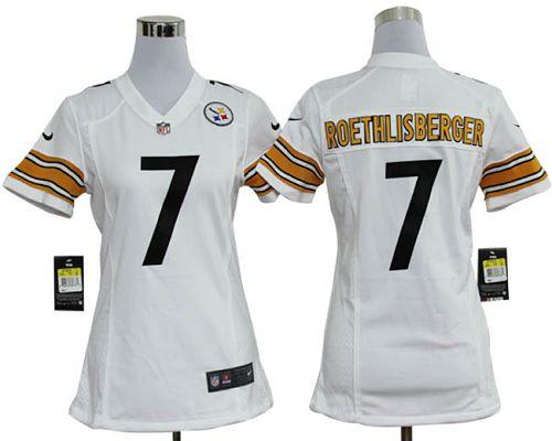 Steelers #7 Ben Roethlisberger White Women's Stitched NFL Elite Jersey