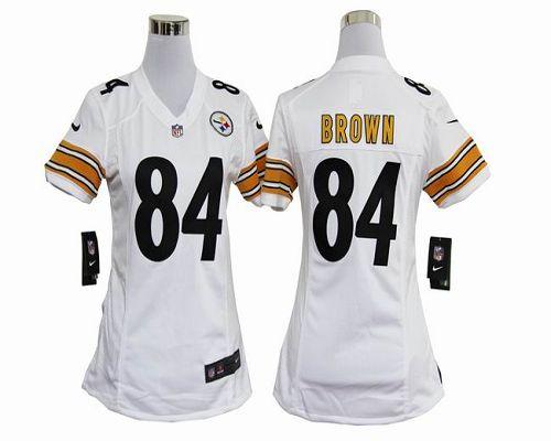 Steelers #84 Antonio Brown White Women's Stitched NFL Elite Jersey