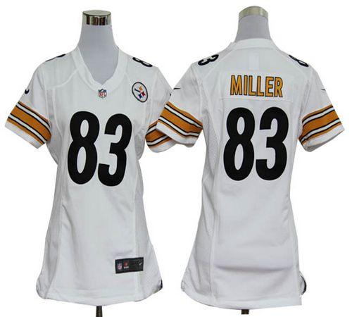 Steelers #83 Heath Miller White Women's Stitched NFL Elite Jersey