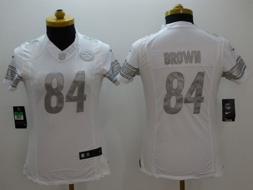 Steelers #84 Antonio Brown White Women's Stitched NFL Limited Platinum Jersey
