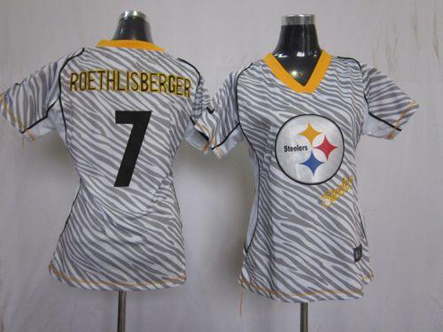 Steelers #7 Ben Roethlisberger Zebra Women's Stitched NFL Elite Jersey