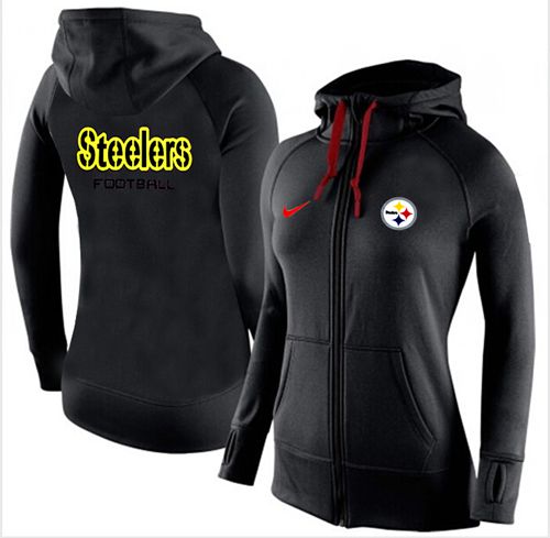 Women's Pittsburgh Steelers Full Zip Performance Hoodie Black_1