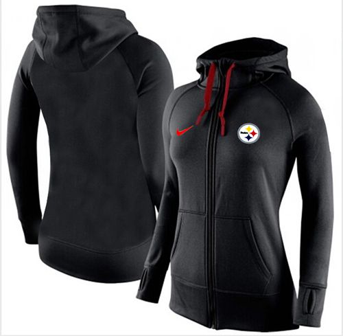 Women's Pittsburgh Steelers Full Zip Performance Hoodie Black_2