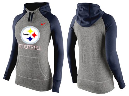 Women's Pittsburgh Steelers Performance Hoodie Grey & Dark Blue_1