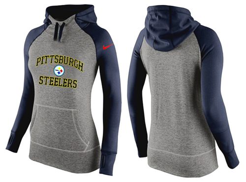 Women's Pittsburgh Steelers Performance Hoodie Grey & Dark Blue_3