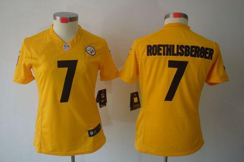 Steelers #7 Ben Roethlisberger Gold Women's Stitched NFL Limited Jersey