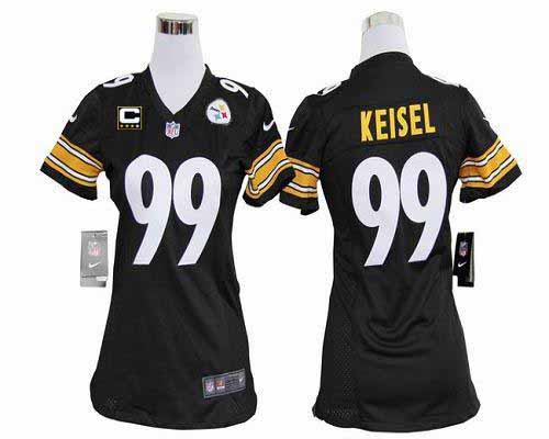 Steelers #99 Brett Keisel Black Team Color With C Patch Women's Stitched NFL Elite Jersey