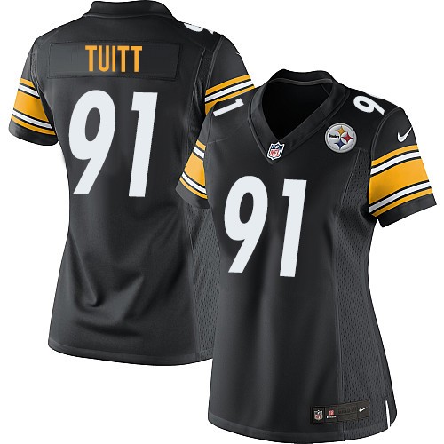Steelers #91 Stephon Tuitt Black Team Color Women's Stitched NFL Elite Jersey