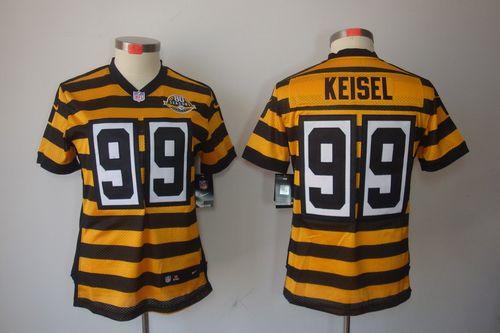 Steelers #99 Brett Keisel Yellow/Black Alternate Women's Stitched NFL Limited Jersey