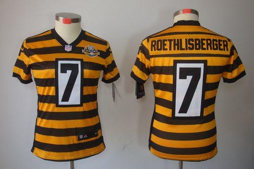 Steelers #7 Ben Roethlisberger Yellow/Black Alternate Women's Stitched NFL Limited Jersey
