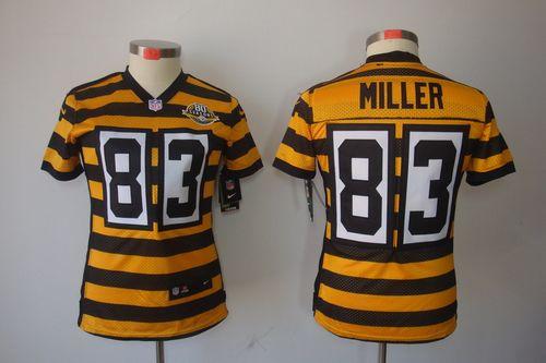 Steelers #83 Heath Miller Yellow/Black Alternate Women's Stitched NFL Limited Jersey