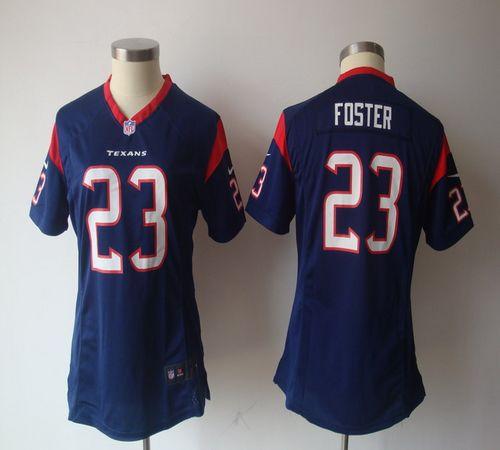 Texans #23 Arian Foster Navy Blue Team Color Women's NFL Game Jersey