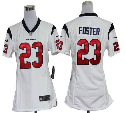 Texans #23 Arian Foster White Women's Stitched NFL Elite Jersey