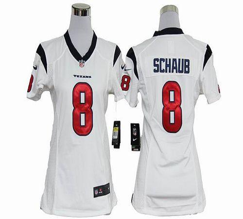 Texans #8 Matt Schaub White Women's Stitched NFL Elite Jersey