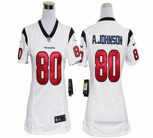 Texans #80 Andre Johnson White Women's Stitched NFL Elite Jersey