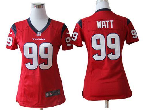 Texans #99 J.J. Watt Red Alternate Women's Stitched NFL Elite Jersey