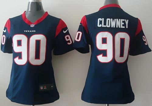 Texans #90 Jadeveon Clowney Navy Blue Team Color Women's Stitched NFL Elite Jersey