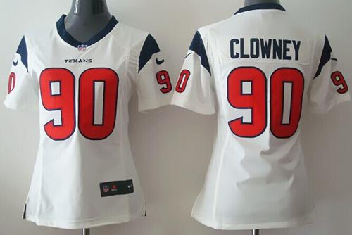 Texans #90 Jadeveon Clowney White Women's Stitched NFL Elite Jersey