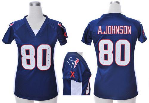 Texans #80 Andre Johnson Navy Blue Team Color Draft Him Name & Number Top Women's Stitched NFL Elite Jersey