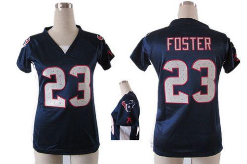 Texans #23 Arian Foster Navy Blue Team Color Draft Him Name & Number Top Women's Stitched NFL Elite Jersey