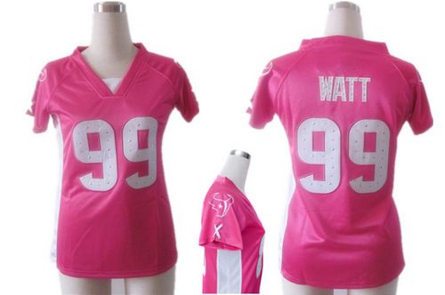 Texans #99 J.J. Watt Pink Draft Him Name & Number Top Women's Stitched NFL Elite Jersey