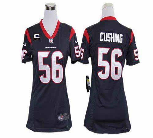 Texans #56 Brian Cushing Navy Blue Team Color With C Patch Women's Stitched NFL Elite Jersey