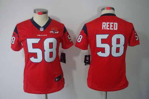 Texans #58 Brooks Reed Red Alternate With 10TH Patch Women's Stitched NFL Limited Jersey
