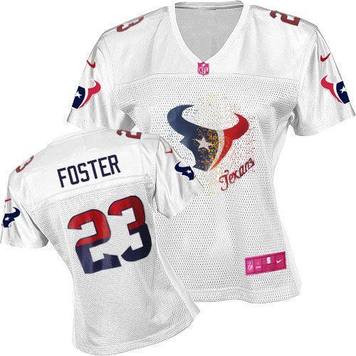 Texans #23 Arian Foster White Women's Fem Fan NFL Game Jersey