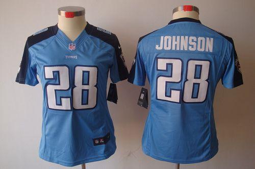 Titans #28 Chris Johnson Light Blue Team Color Women's Stitched NFL Limited Jersey