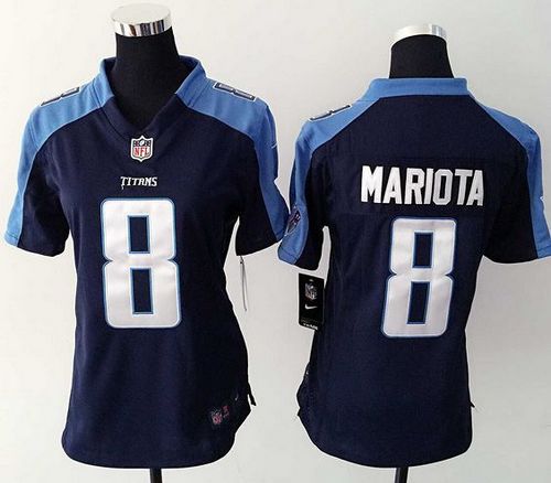 Titans #8 Marcus Mariota Navy Blue Alternate Women's Stitched NFL Elite Jersey