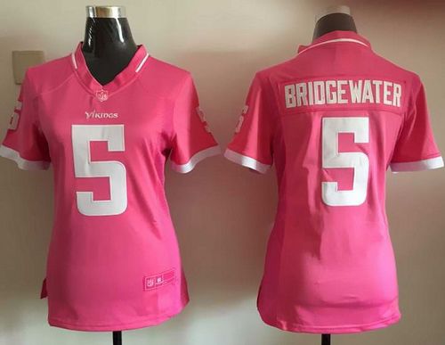 Vikings #5 Teddy Bridgewater Pink Women's Stitched NFL Elite Bubble Gum Jersey