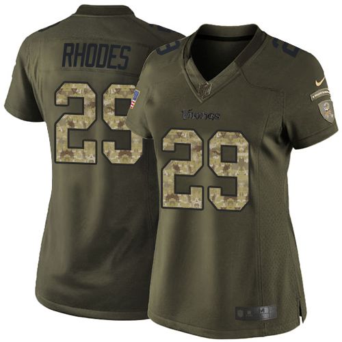 Vikings #29 Xavier Rhodes Green Women's Stitched NFL Limited Salute to Service Jersey