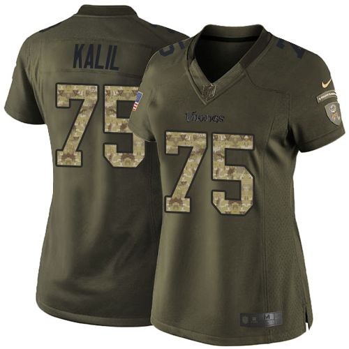 Vikings #75 Matt Kalil Green Women's Stitched NFL Limited Salute to Service Jersey