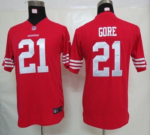 49ers #21 Frank Gore Red Team Color Youth Stitched NFL Elite Jersey