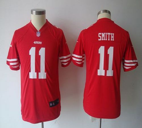 49ers #11 Alex Smith Red Team Color Youth NFL Game Jersey