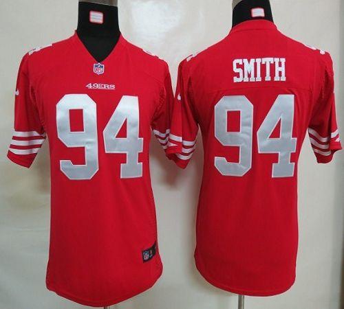 49ers #94 Justin Smith Red Team Color Youth Stitched NFL Elite Jersey
