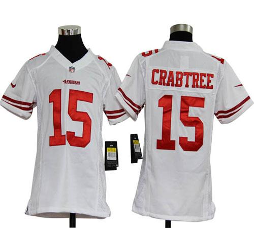 49ers #15 Michael Crabtree White Youth Stitched NFL Elite Jersey