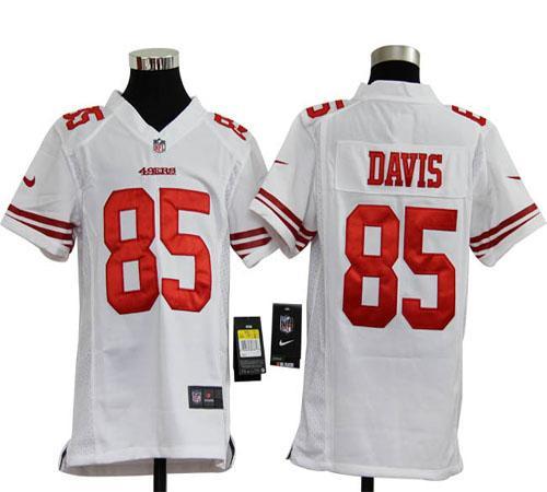 49ers #85 Vernon Davis White Youth Stitched NFL Elite Jersey