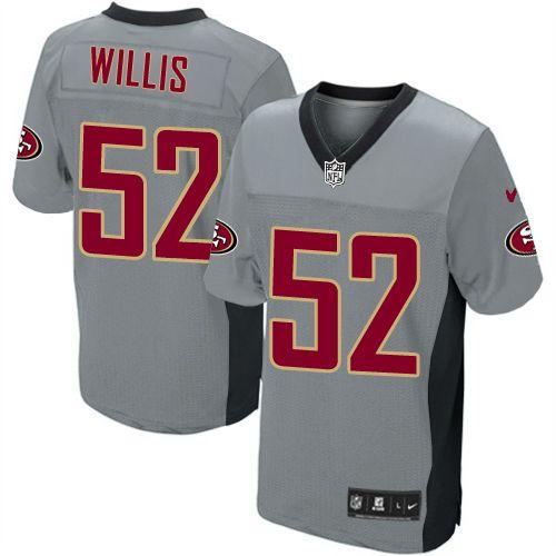49ers #52 Patrick Willis Grey Shadow Youth Stitched NFL Elite Jersey
