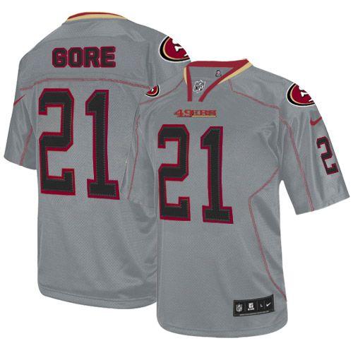 49ers #21 Frank Gore Lights Out Grey Youth Stitched NFL Elite Jersey