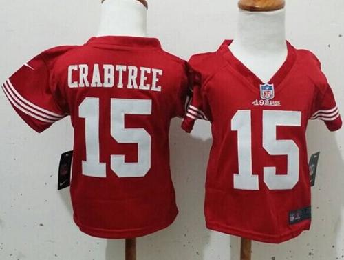 Toddler 49ers #15 Michael Crabtree Red Team Color Stitched NFL Elite Jersey